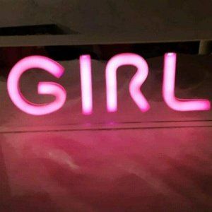 LockerMate Battery Powered Portable Neon Light Girl, Pink With Mirror